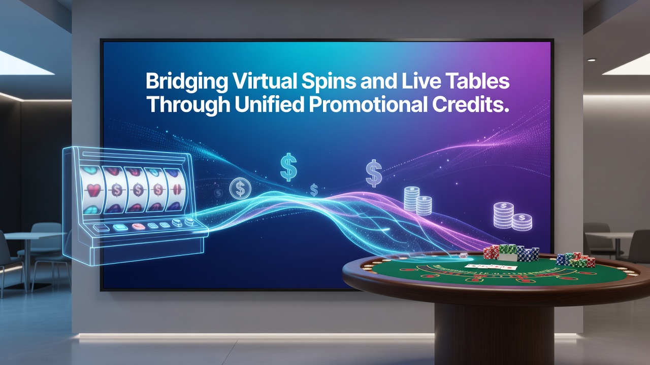 Live dealer table screen displaying available promotional credit balance transferred from slot play
