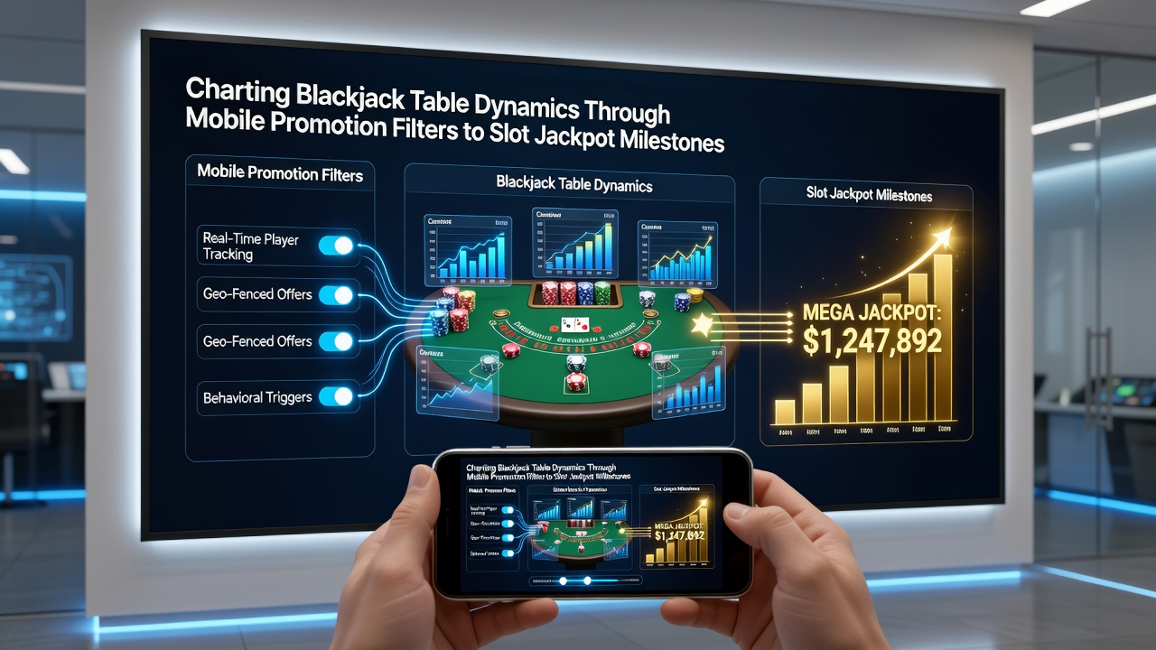 Mobile screen displaying blackjack session data transitioning to slot jackpot milestone tracker