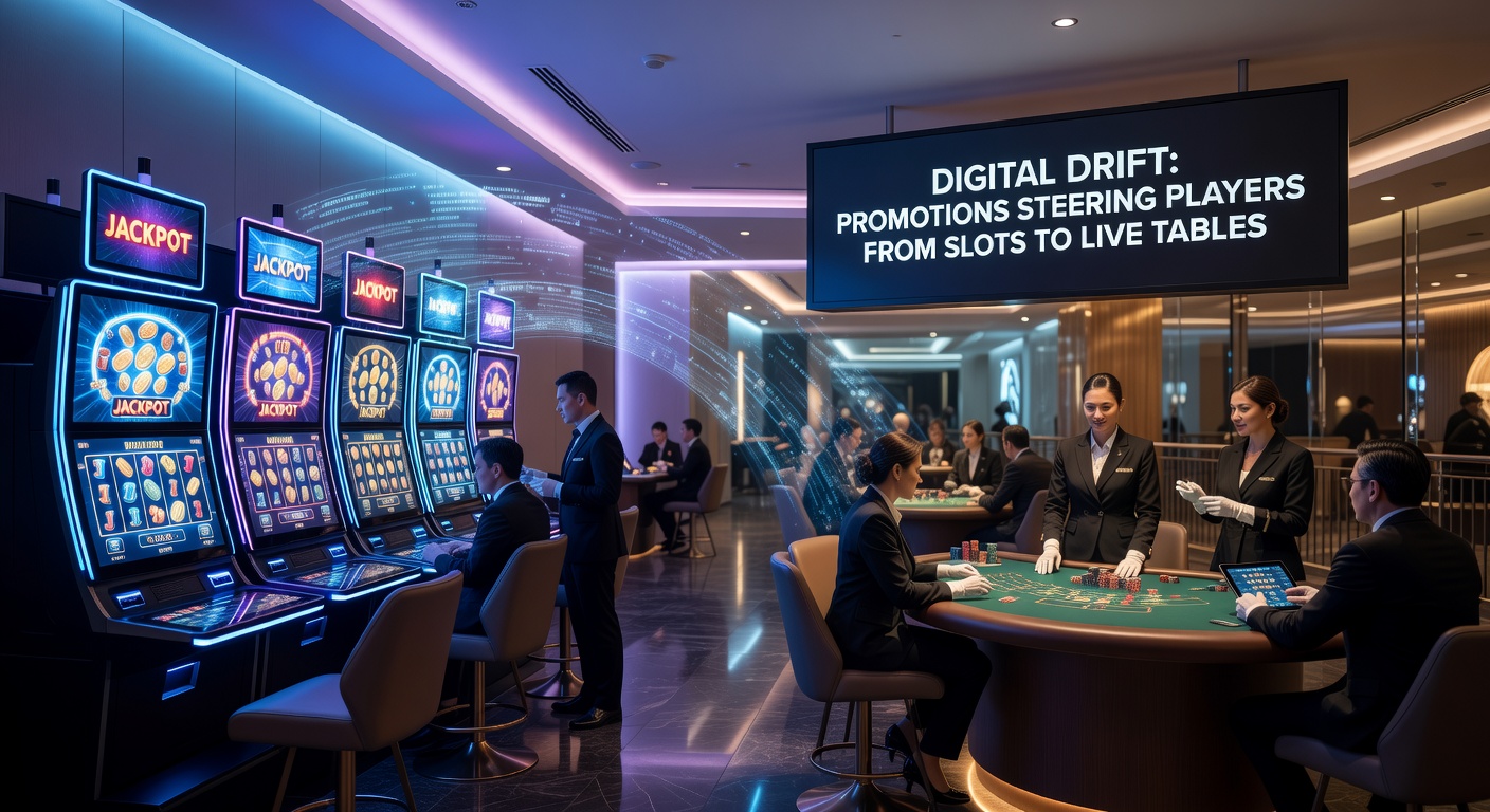 Promotional dashboard displaying slot bonus progression leading to live dealer game unlocks, with loyalty points transferring across game types
