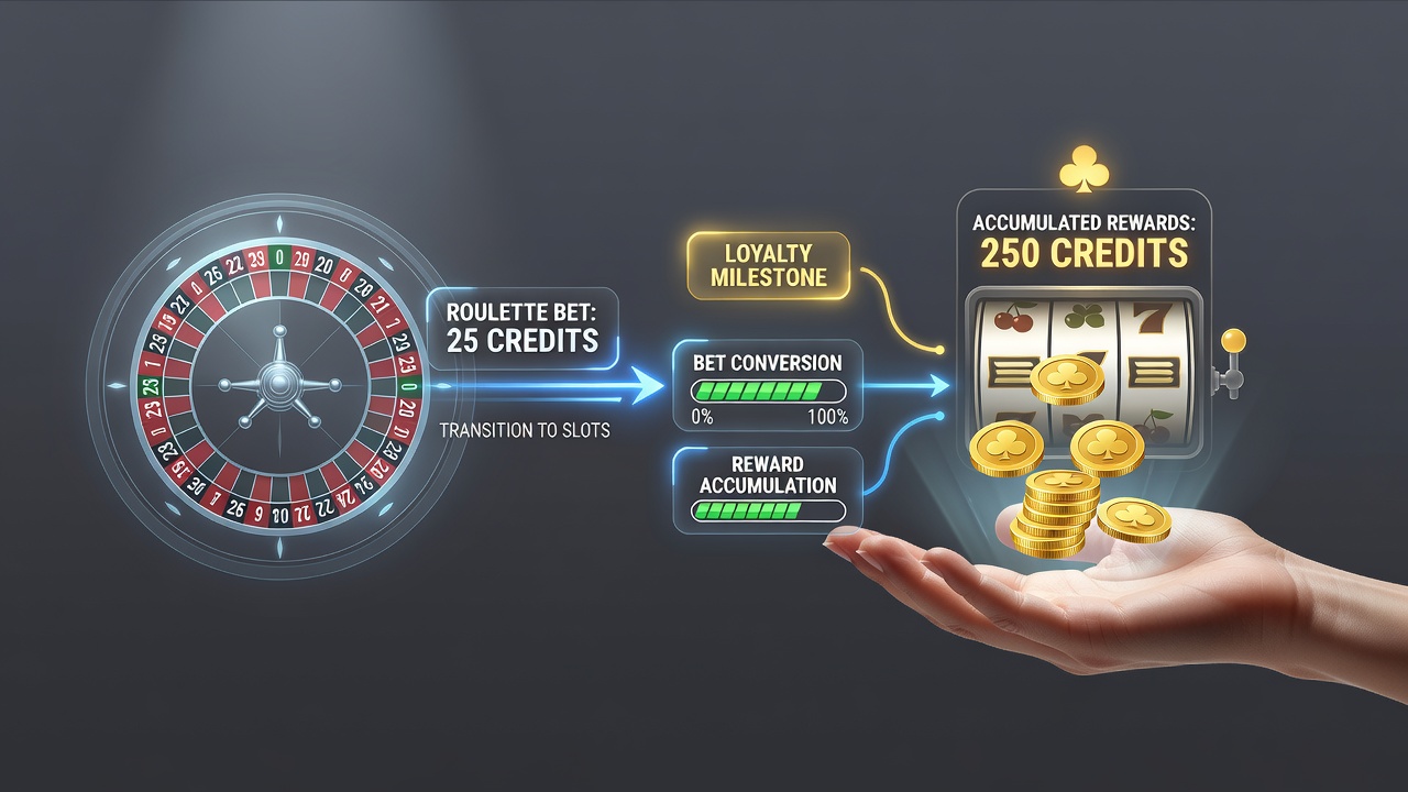 Handheld device displaying slot reward accumulation after roulette play with bonus meter