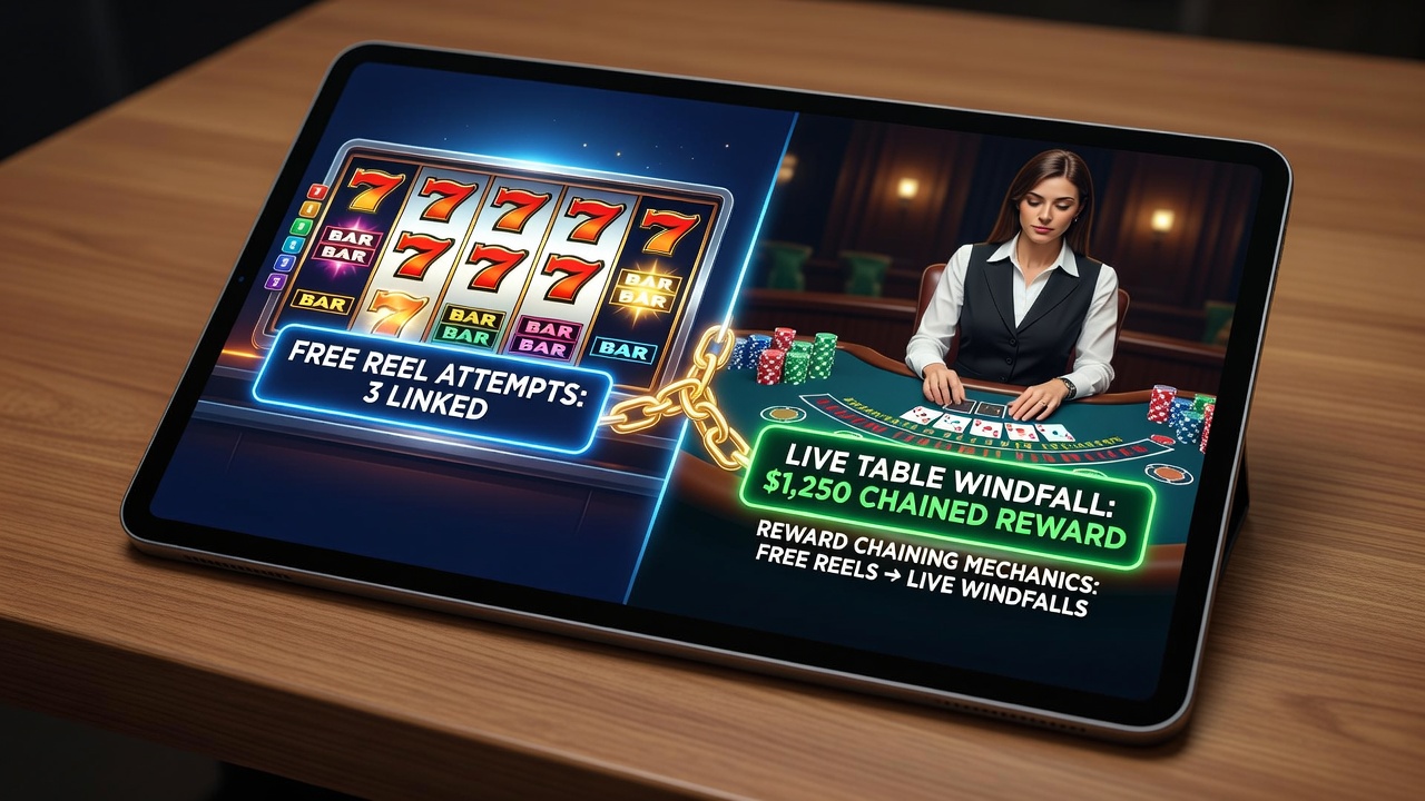 Close-up of smartphone screen showing live dealer table interface after slot reward chain completion
